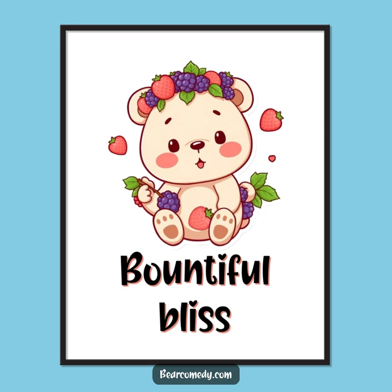 Funny Berry Crown Bear Poster - Bring Sweet Joy to Your Walls with This Art!