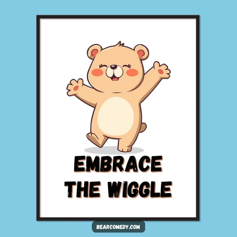 Funny Bear Dancing Poster: Clumsy Cartoon Art Print for Humorous Decor