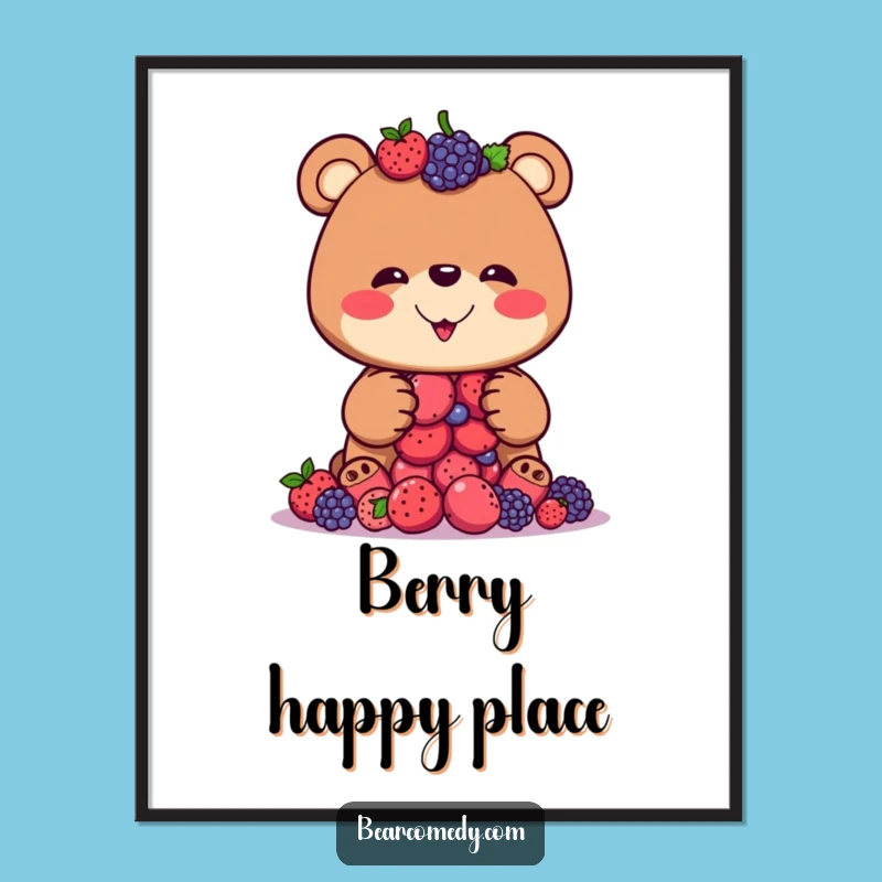 Funny Bear Berry Balance Poster: Hilarious Wall Art for a Cheerful Room Gift