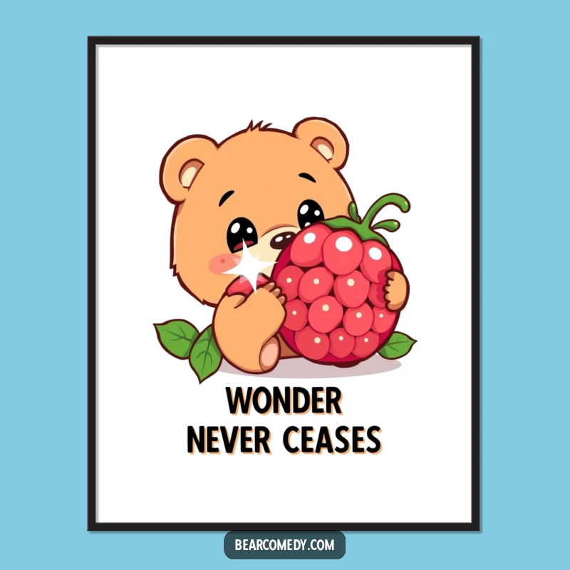 Funny Bear Berry Dream Poster: Whimsical Art for Curious Minds