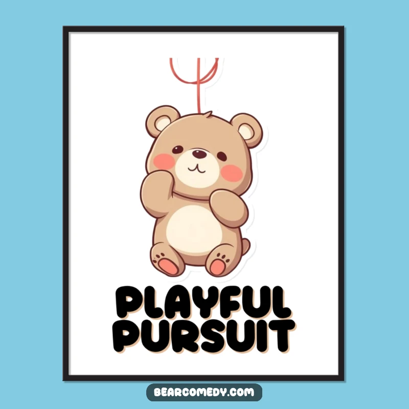 Funny Bear String Batting Poster - Whimsical Wall Art