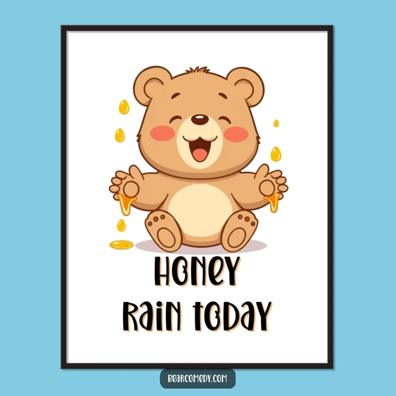 Funny Bear Catching Honey Poster: Add Joyful, Sweet Art to Your Walls