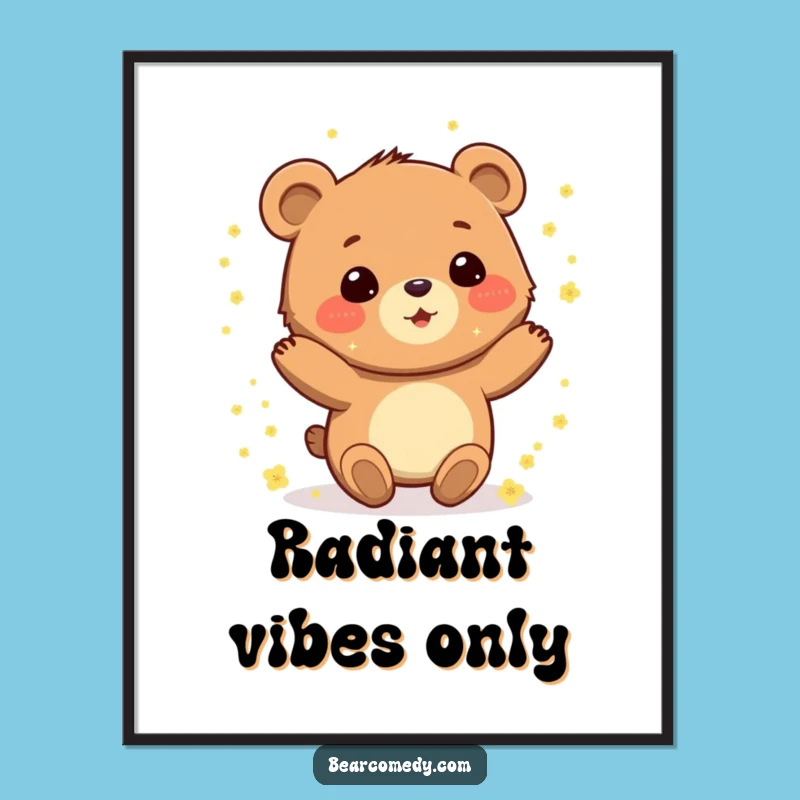 Funny Pollen Bear Poster: Vibrant Art of a Joyful Bear, Perfect Nature Decor