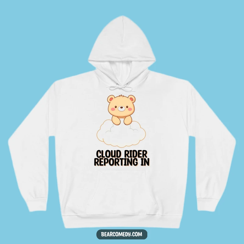 Funny Bear Cloud Rider Hoodie: Cozy Bear Soaring, Warm & Funny Dreamy Gift!