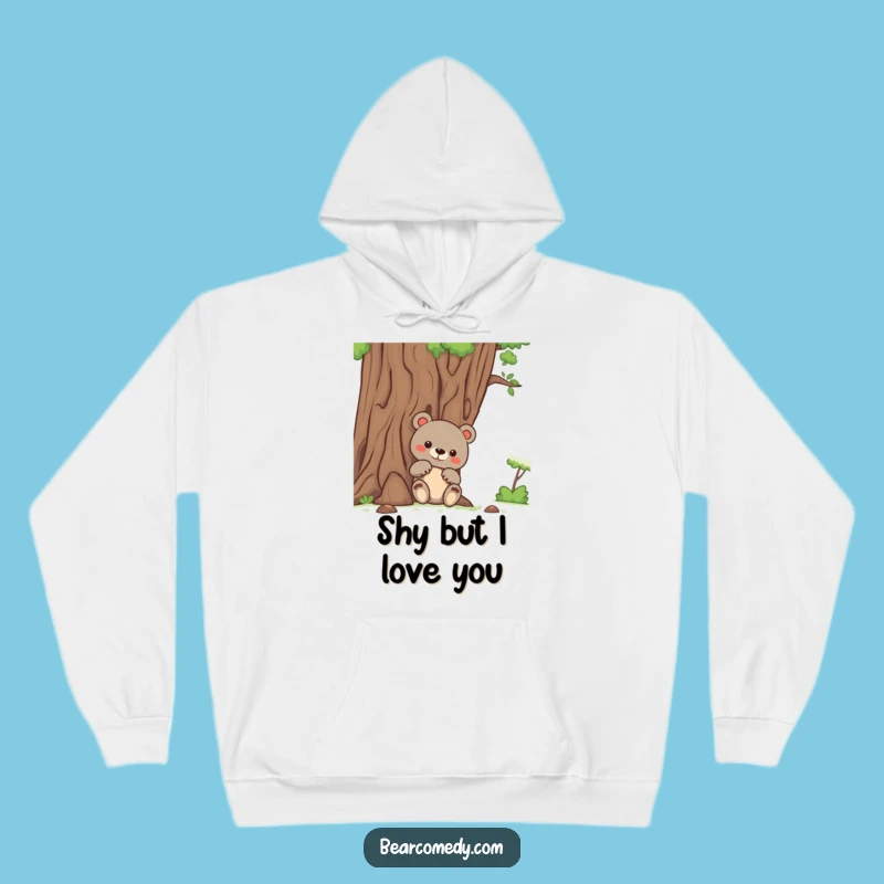 Cozy Curiosity: Funny Bear Peeking Behind Tree Hoodie