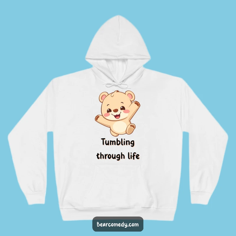 Cozy Funny Bear Cub Somersault Hoodie: Warm and Hilarious Active Wear