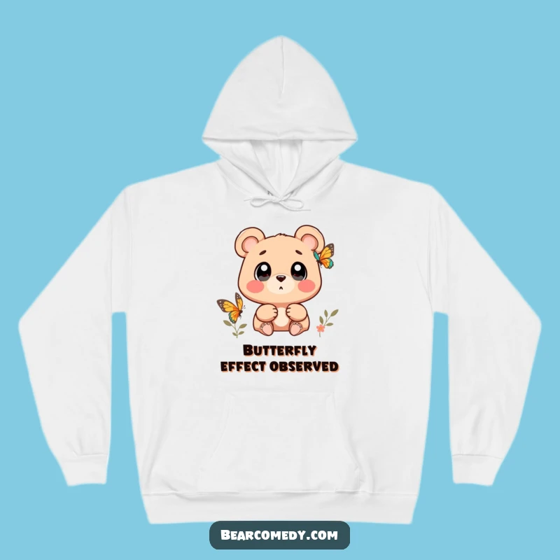 Cozy Funny Wondering Bear Butterfly Hoodie: Snuggle into Whimsy