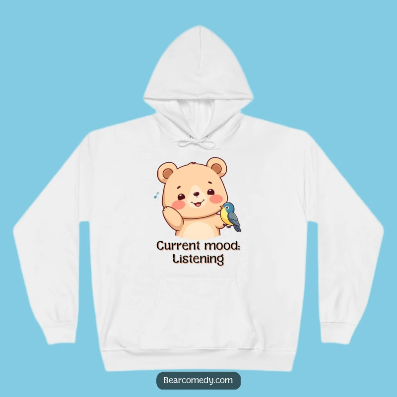 Funny Bear Listening Hoodie: Cozy Animal Wear for the Perfect Funny Gift!