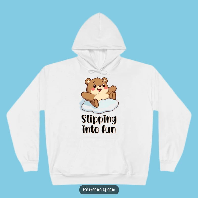 Funny Bear Sliding Hoodie: Cozy Cartoon Sweatshirt for Comical Warmth