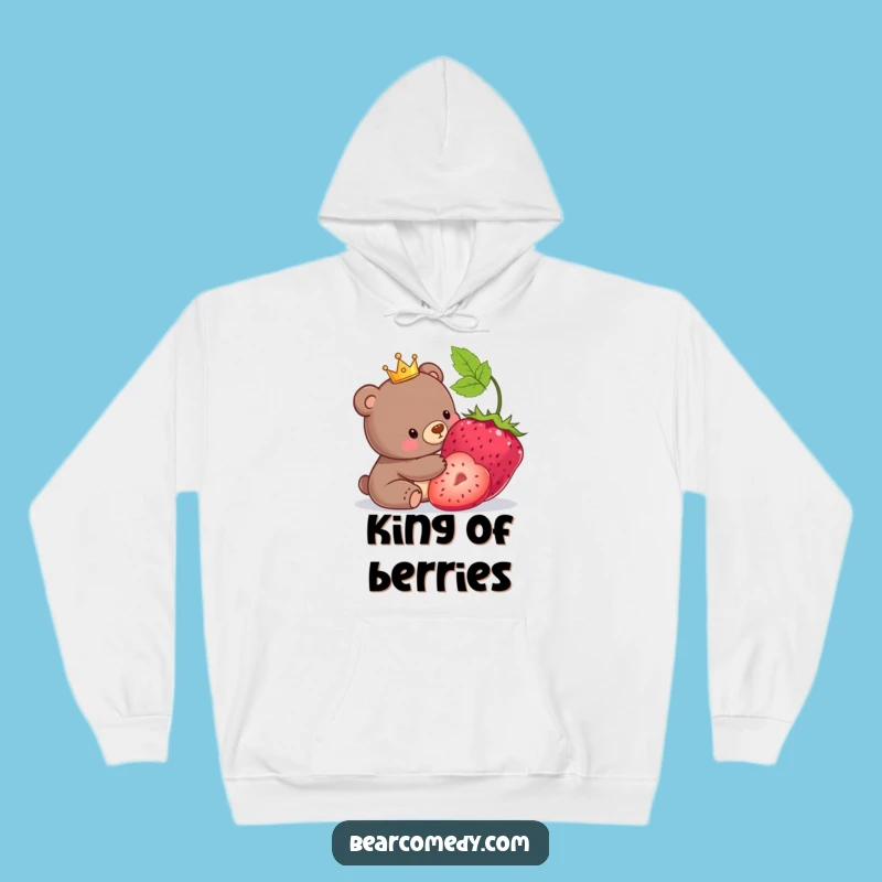 Funny Bear King Hoodie: Cozy Crowned Character, Royal Berry Fun, Warm Funny Gift