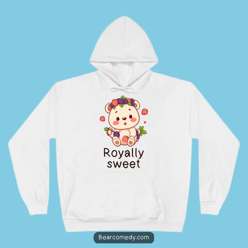 Funny Berry Crown Bear Hoodie - Cozy Up with Regal Sweetness and Humor!