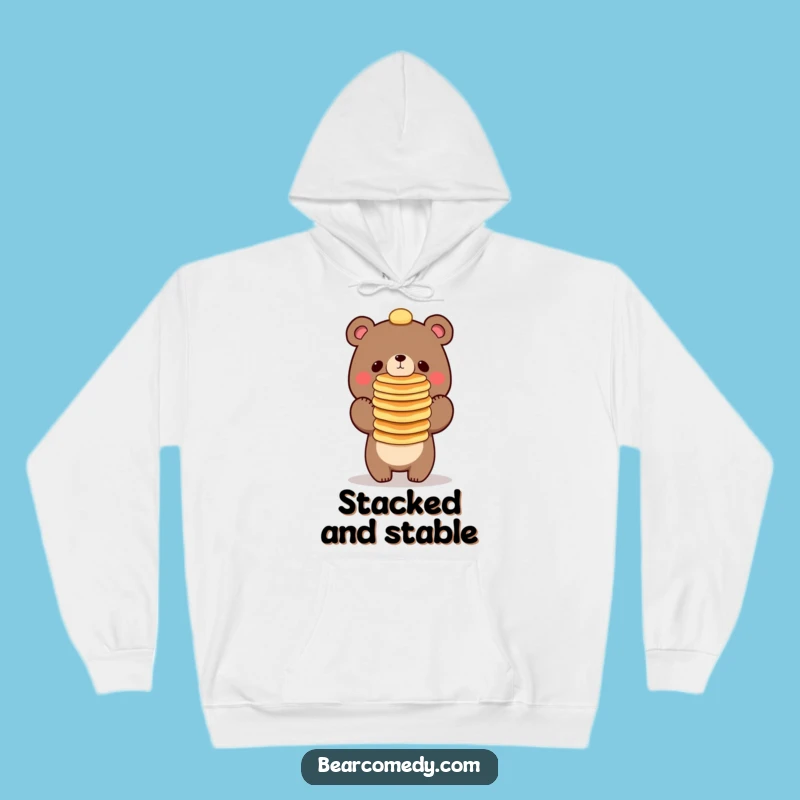 Funny Bear Balancing Pancakes Hoodie - Cozy Comedy for Cold Mornings