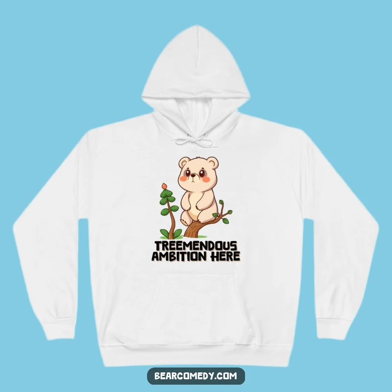 Cozy Funny Determined Bear Climbing Hoodie: Warm Motivation for Go-Getters