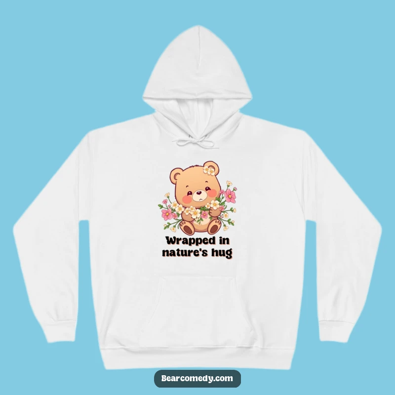 Funny Bear Flower Garland Hoodie: Cozy Bear Tangled in Blooms, Snug Funny Gift!