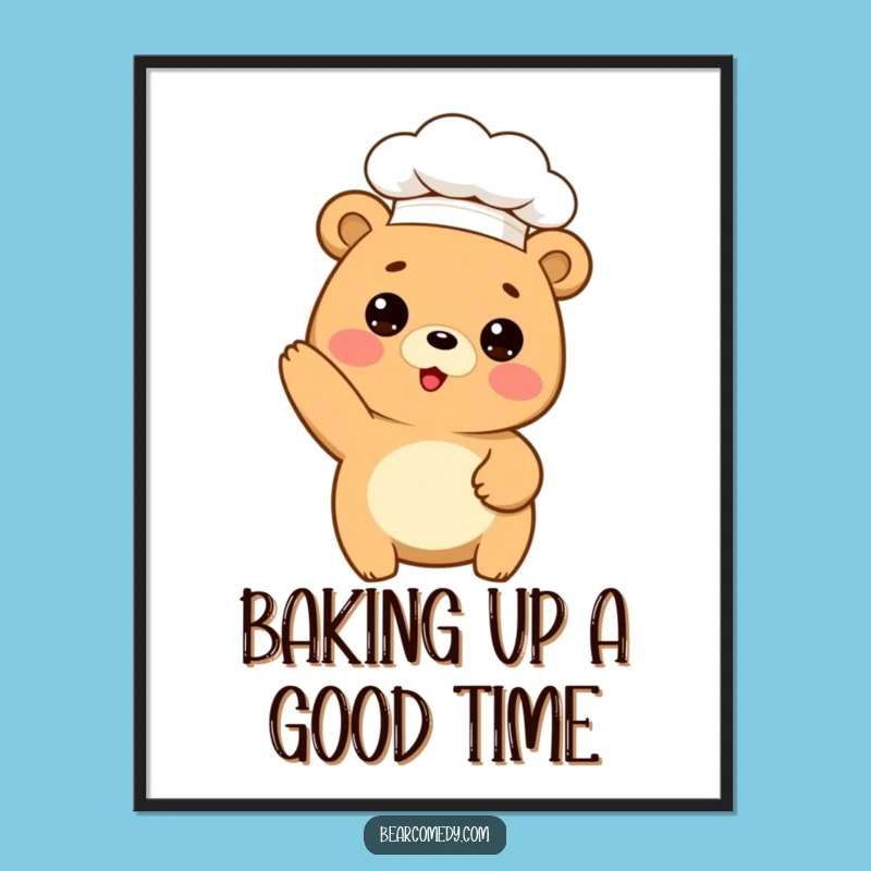 Free Printable Chef Bear Art: Funny Downloadable Baker Wall Decor Gift