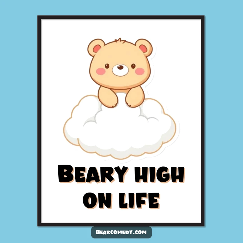 Free Printable Bear Cloud Rider Wall Art: Funny Humorous Downloadable Art for Dreamy Decor