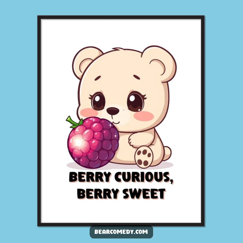 Free Printable Wall Art: Curious Bear Berry Fascination - Downloadable Decor