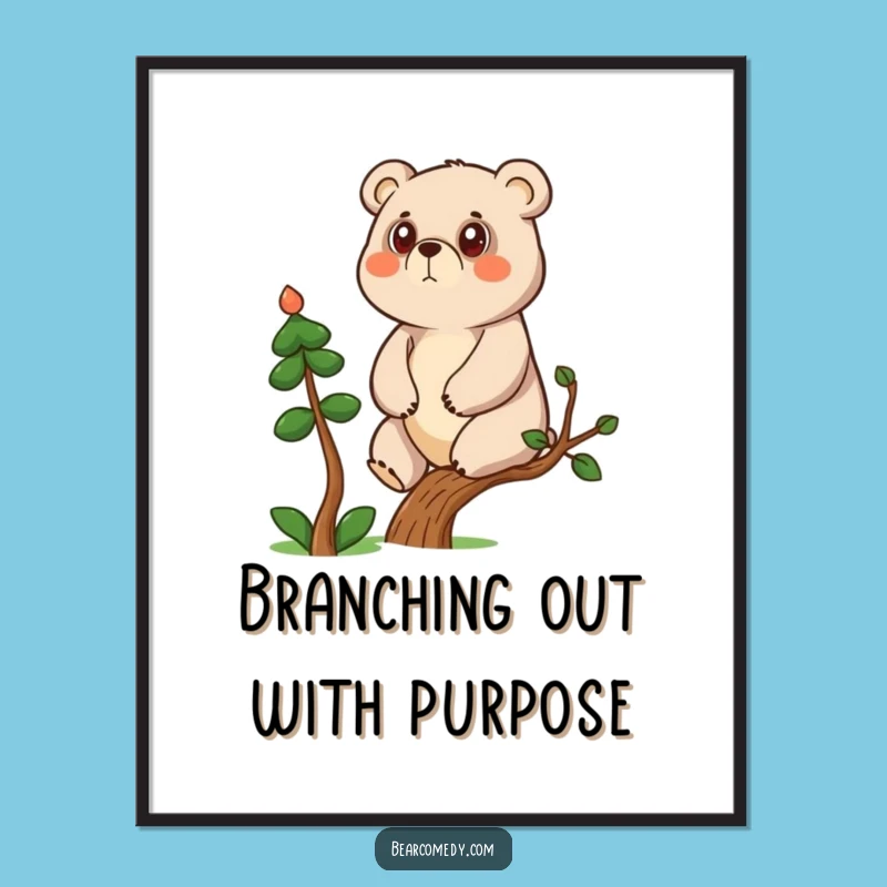 Free Printable Wall Art: Determined Climbing Bear Funny Downloadable Decor