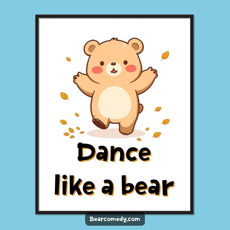 Free Printable Wall Art: Happy Dancing Bear, Downloadable Decor