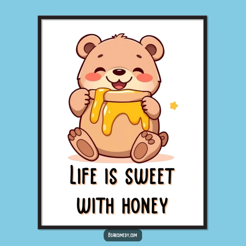 Free Printable Bear Art: Funny Honey Hug Downloadable Wall Decor Gift