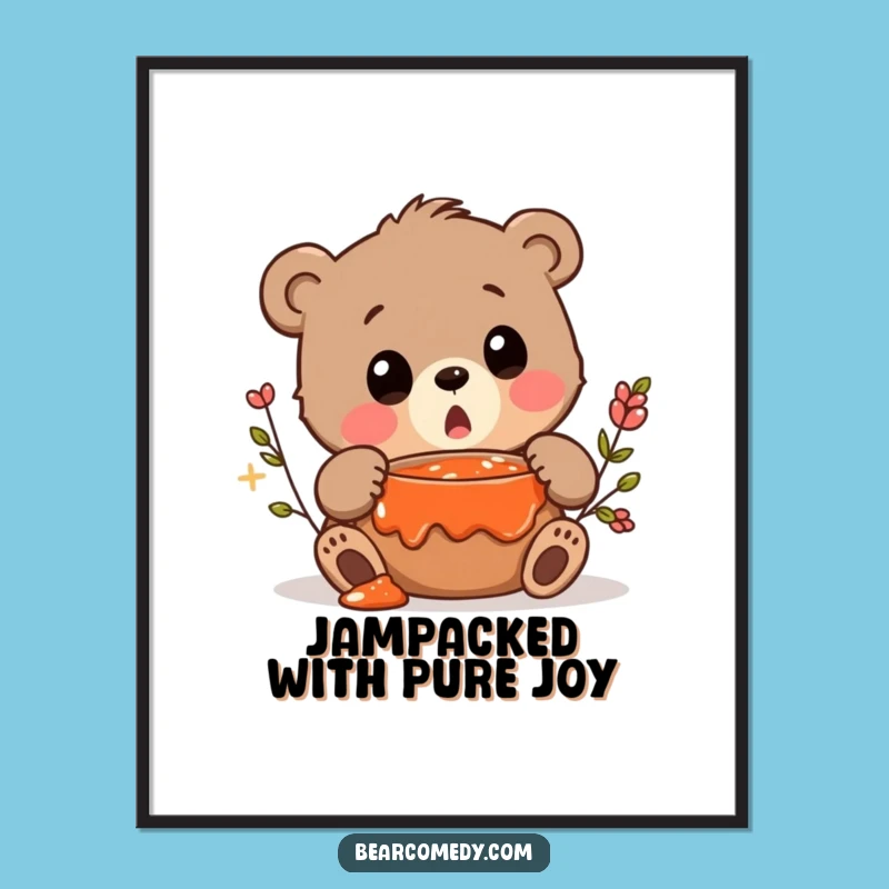 Free Printable Wall Art: Surprised Bear Jam Funny Downloadable Decor