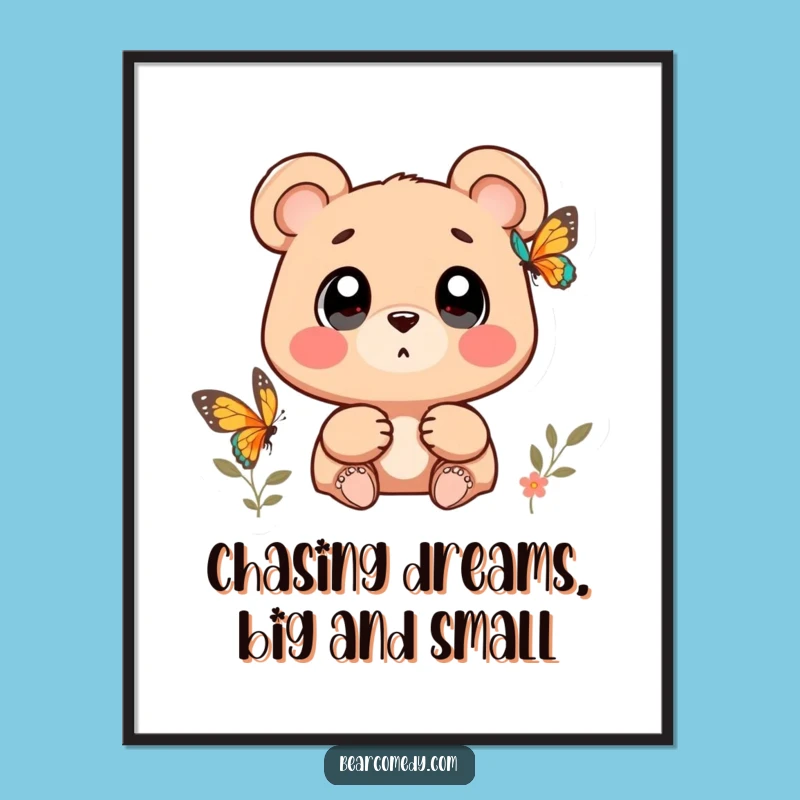 Free Printable Wall Art: Wondering Bear and Butterfly Downloadable Decor