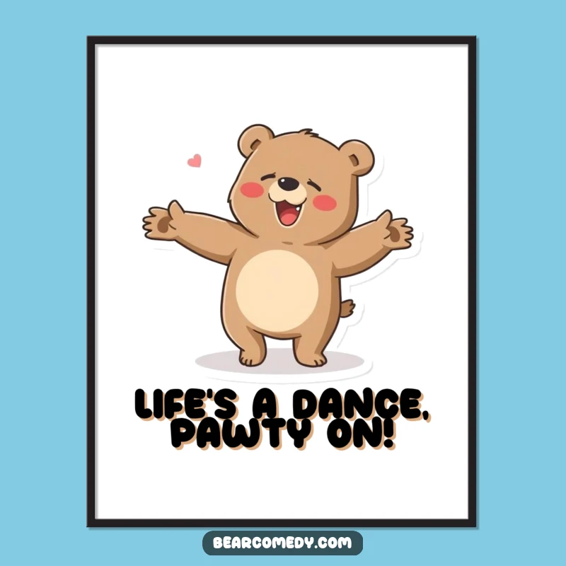 Funny Free Printable Bear Art: Clumsy Dance Humorous Downloadable Wall Decor