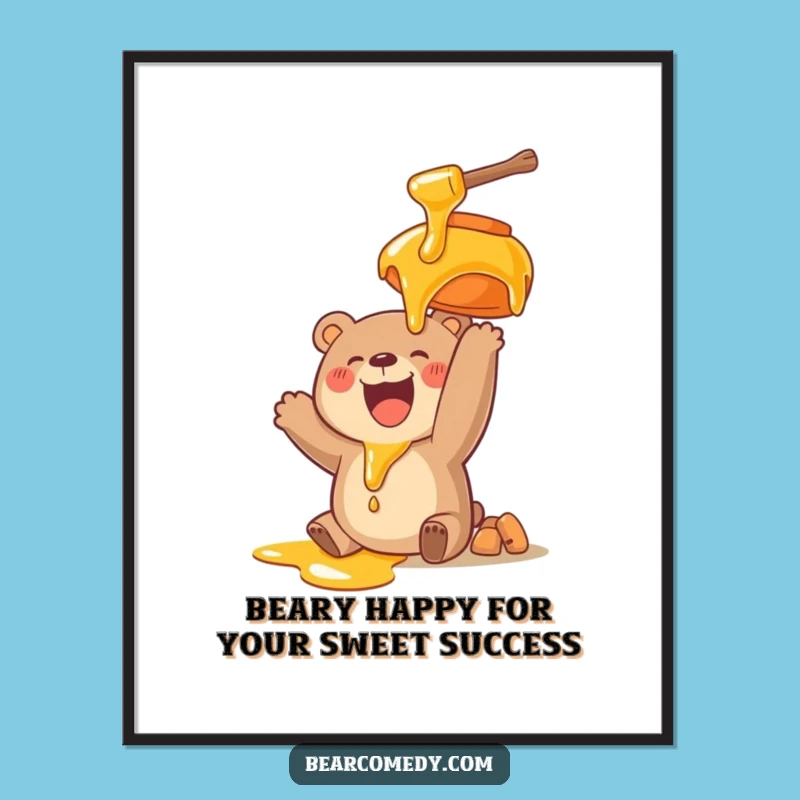 Funny Free Printable Bear Art: Honey Pot Humorous Downloadable Wall Decor