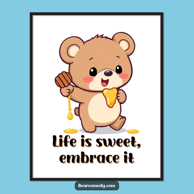 Funny Free Printable Bear Wall Art: Tripping Honey Bear Decor
