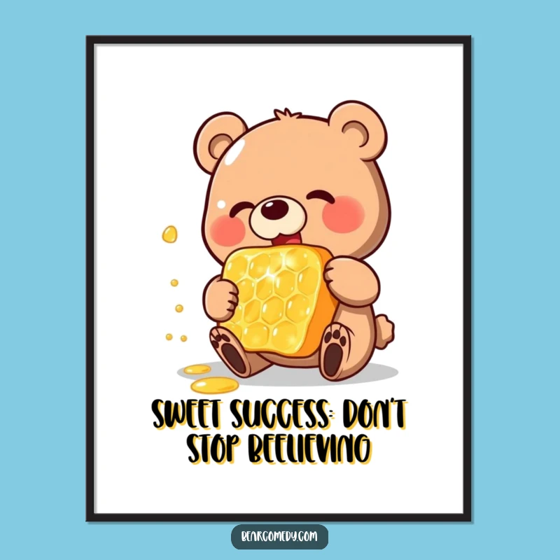 Funny Free Printable Wall Art: Bear's Giant Honey Feast, Downloadable Art Decor