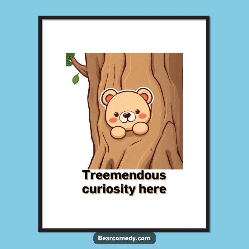 Funny Free Printable Wall Art: Curious Bear Peek, Woodland Mystery, Downloadable Decor