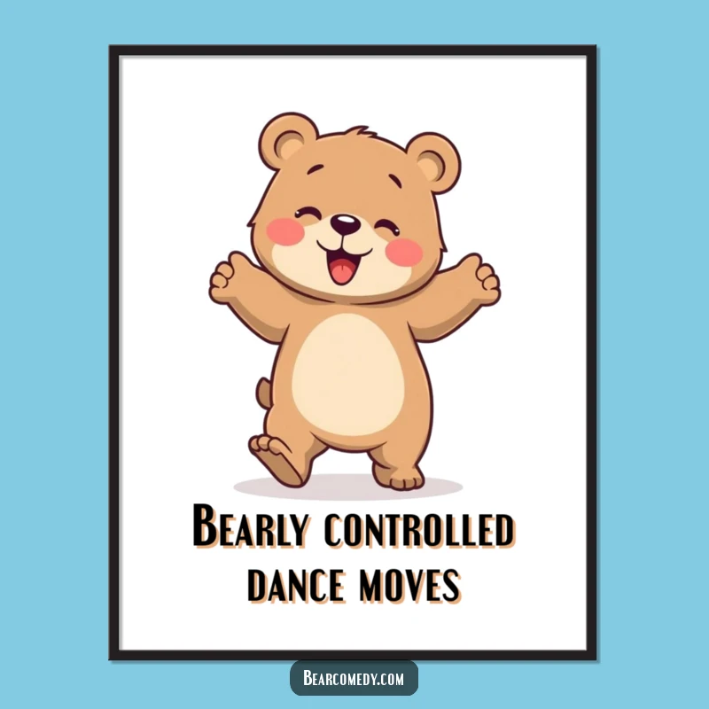 Funny Free Printable Wall Art: Joyful Bear Dance, Stomping Fun, Downloadable Decor