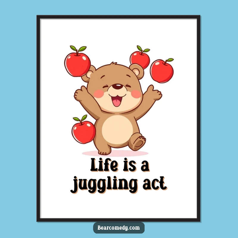 Free Printable Wall Art: Playful Juggling Bear, Downloadable Decor