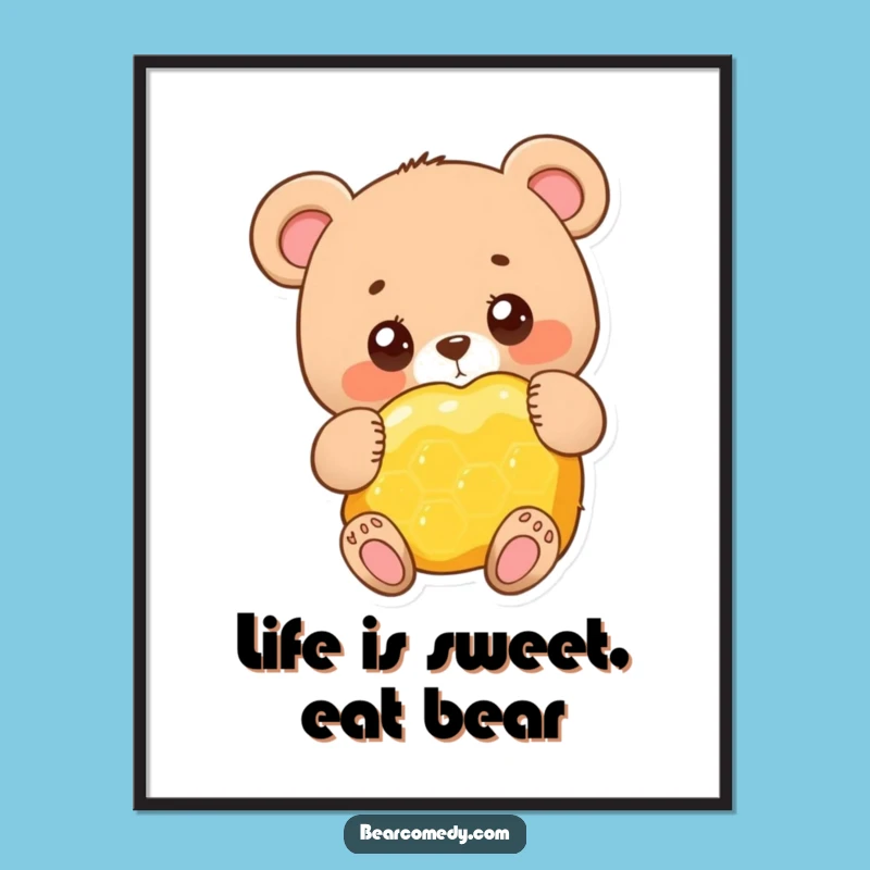 Adorable Bear Hug Free Printable Wall Art - Funny Honeycomb Downloadable Decor