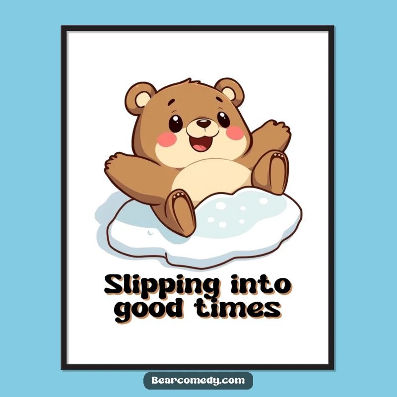 Free Printable Wall Art: Bear's Comical Slide - Downloadable Decor