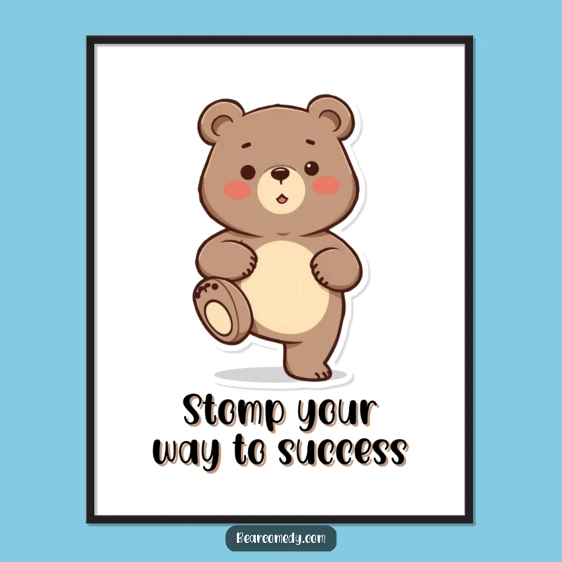 Free Printable Wall Art: Playful Stomping Bear Funny Downloadable Decor