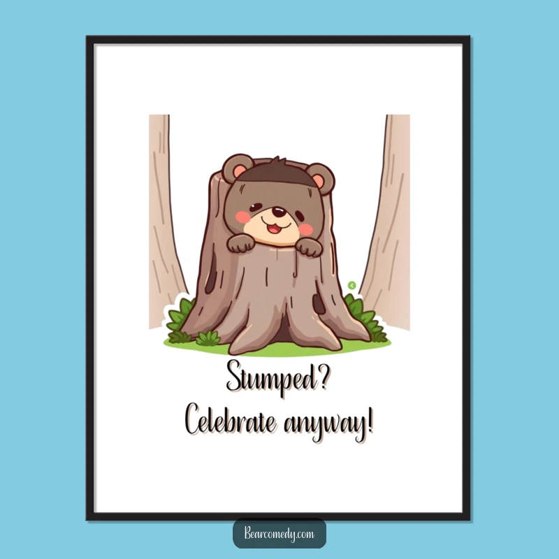 Funny Free Printable Wall Art: Peeking Bear Grin, Whimsical Downloadable Decor