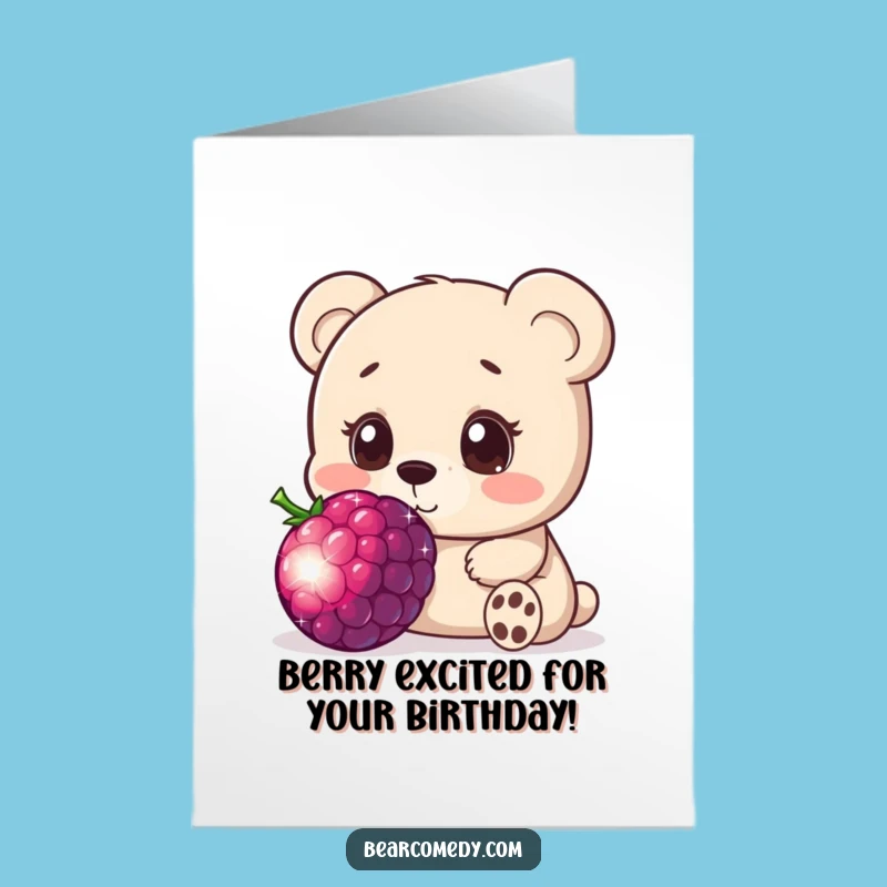 Free Printable Birthday Card: Curious Bear & Berry - Funny Downloadable Gift