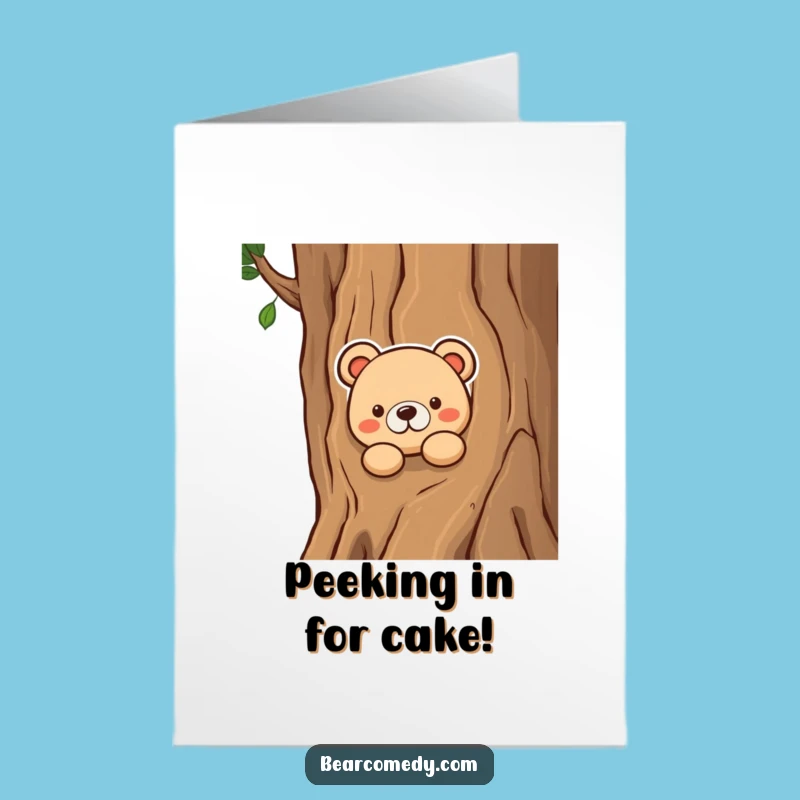 Free Printable Birthday Card: Curious Bear Peek, Funny Surprise, Downloadable Gift