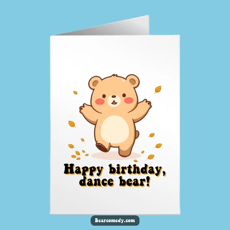 Free Printable Birthday Card: Dancing Bear's Joy, Downloadable Gift