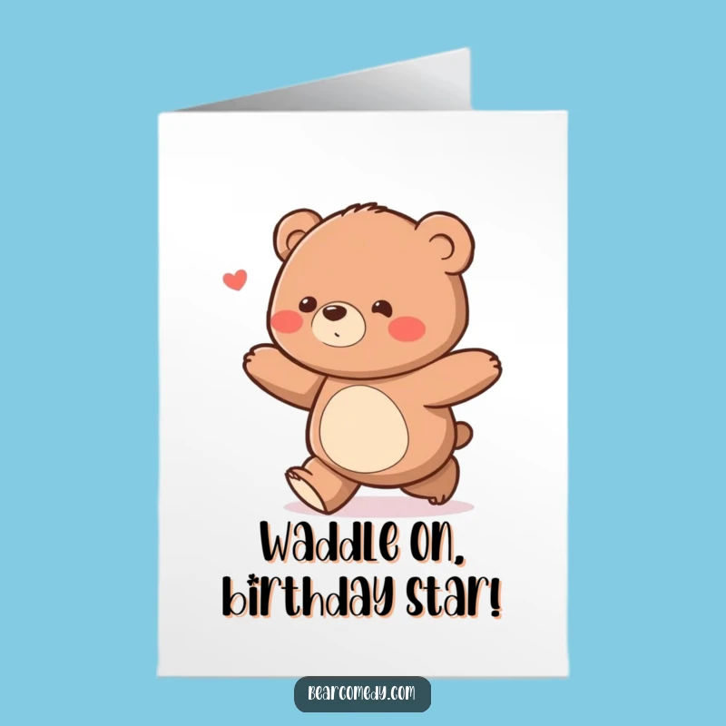 Free Printable Birthday Card: Delighted Bear Waddles Downloadable Gift
