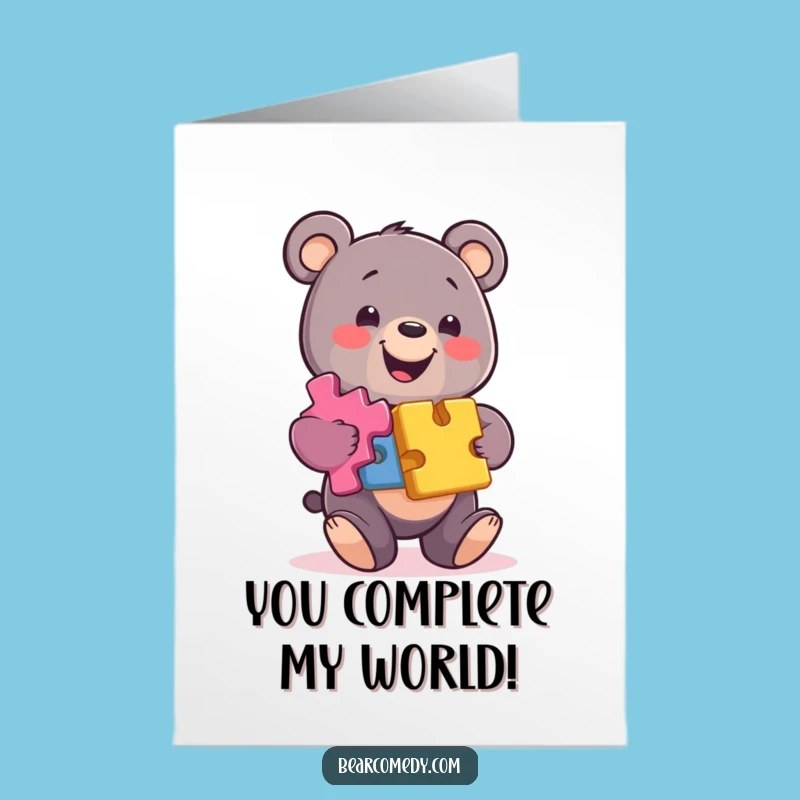 Free Printable Birthday Card: Puzzle Bear Celebration Downloadable Gift