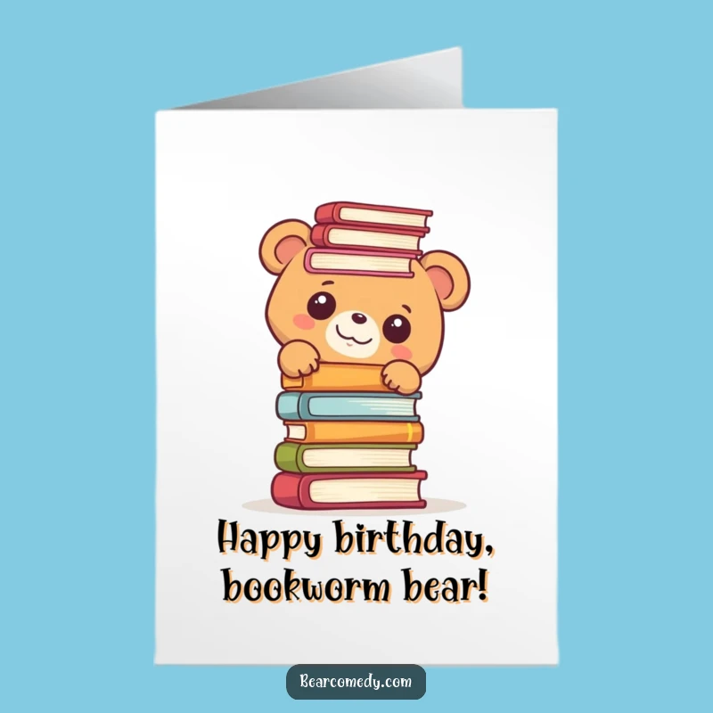 Free Printable Birthday Card: Bookish Bear Surprise, Downloadable Gift