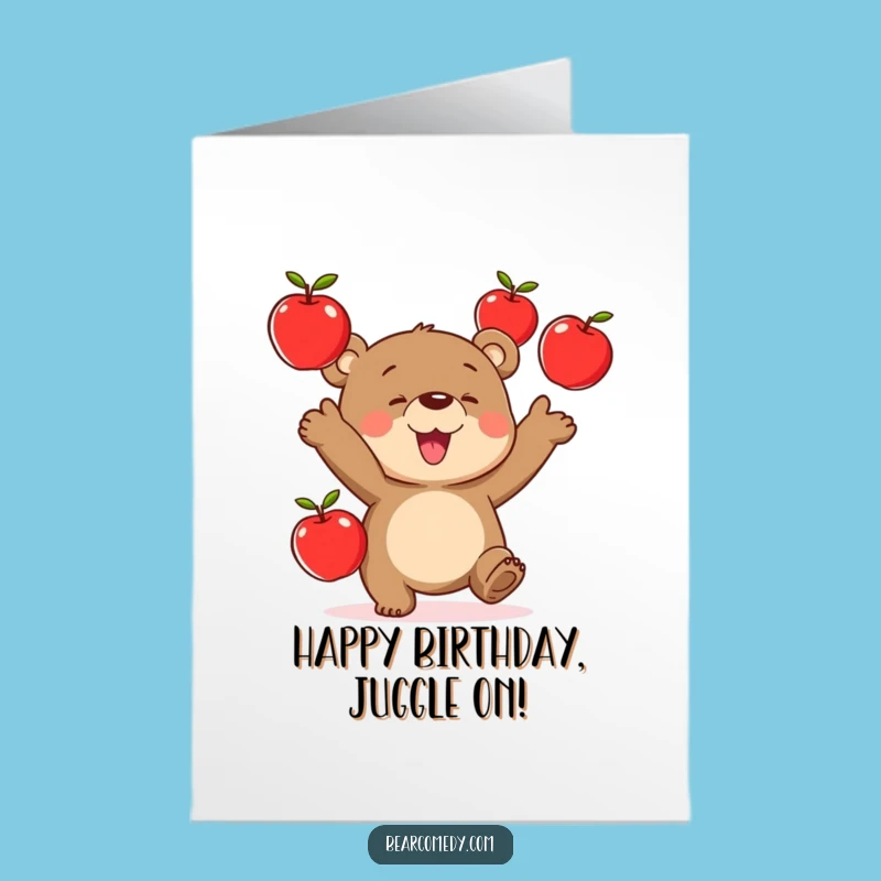 Free Printable Birthday Card: Juggling Bear's Fun, Downloadable Gift