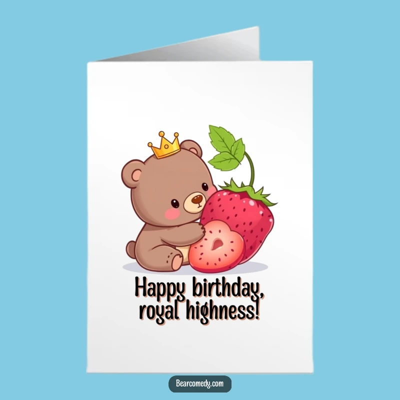Free Printable Bear Birthday Card: Royal Berry Nudge for a Happy King