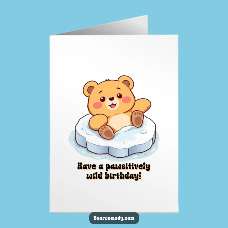 Free Printable Birthday Card: Comical Bear Slide, Surprised Delight Downloadable Gift