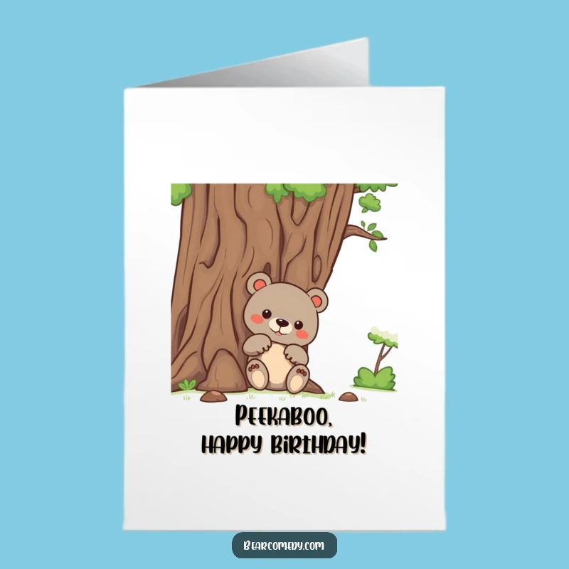 Free Printable Birthday Card: Peeking Bear Surprise Downloadable Gift