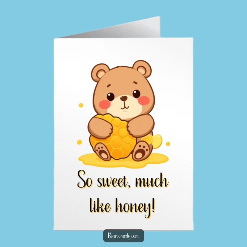 Free Printable Bear Birthday Card: Funny Honeycomb Hug Downloadable Gift
