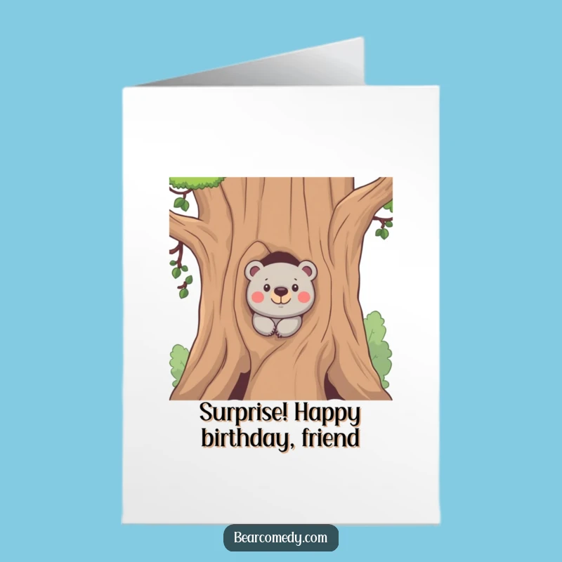 Funny Free Printable Birthday Card: Mischievous Bear Peek, Downloadable Surprise & Print at Home