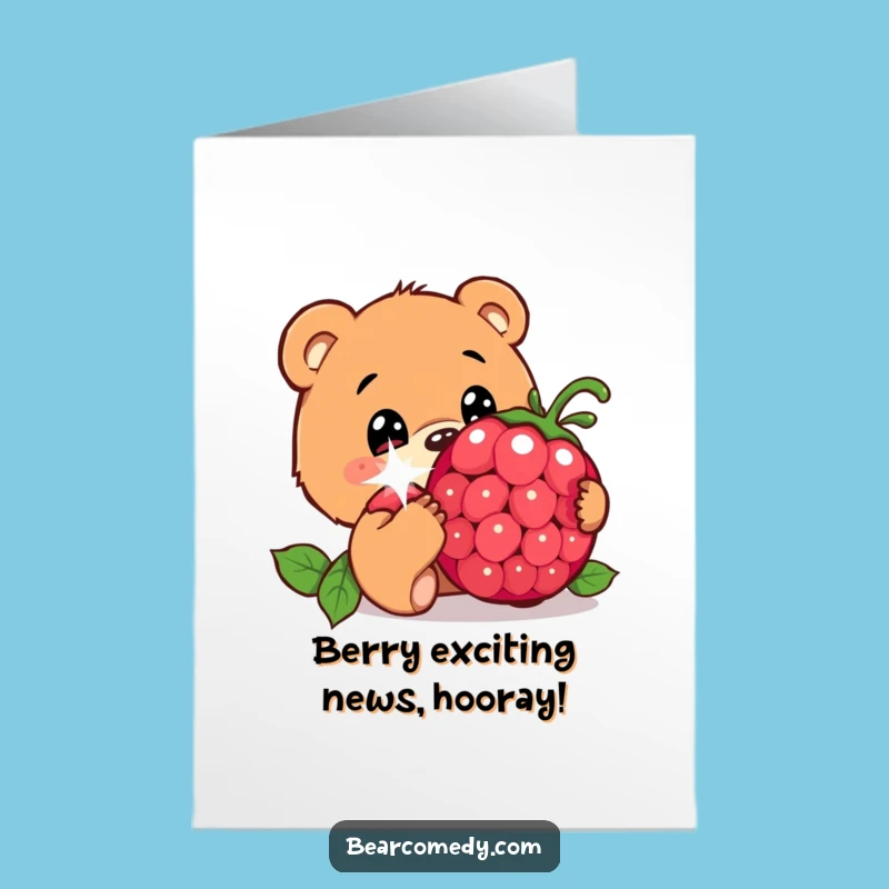 Free Printable Congrats Card: Bear’s Curious Berry Sniff, Humorous Downloadable Celebration
